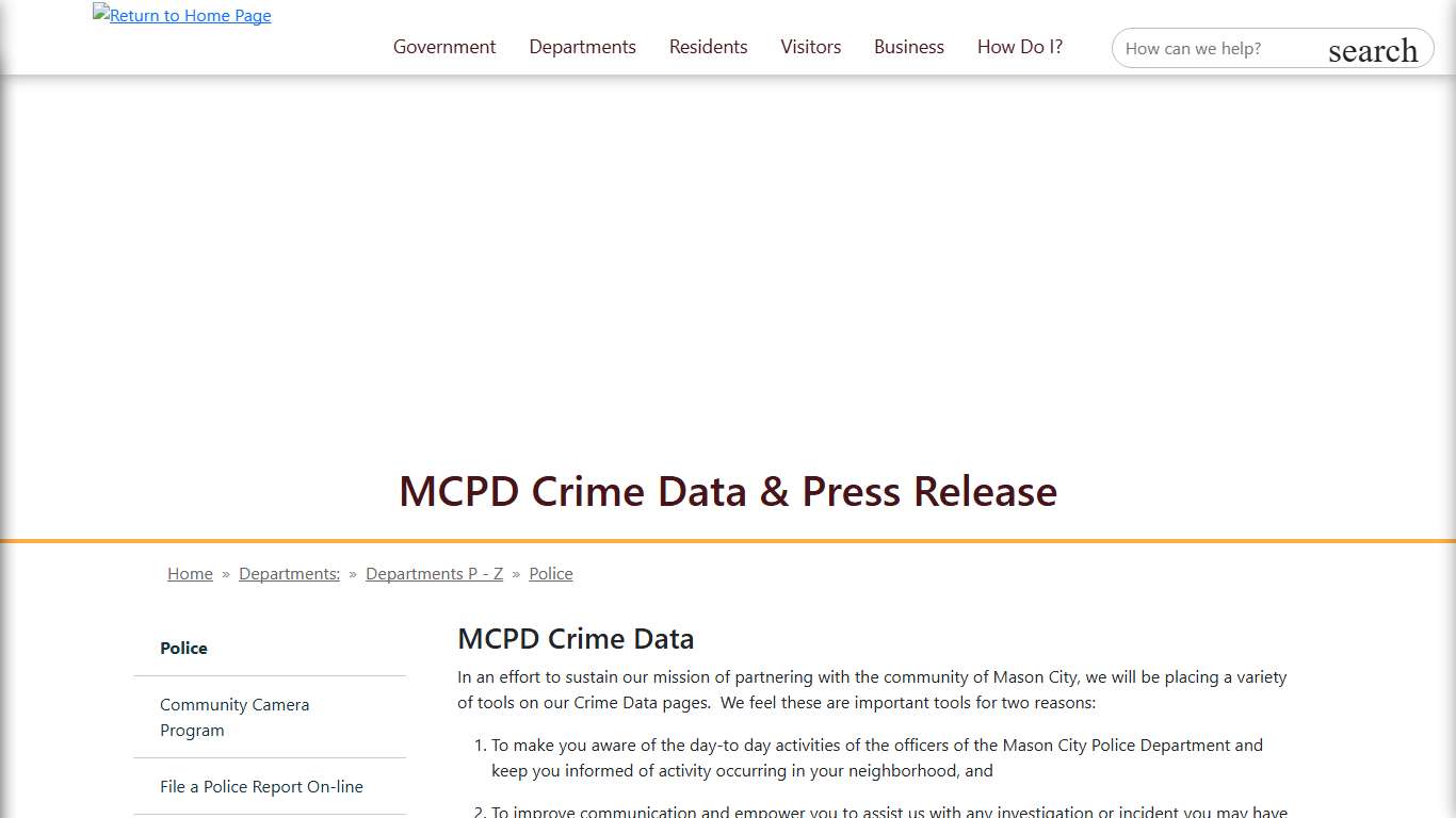 MCPD Crime Data & Press Release - Mason City IA