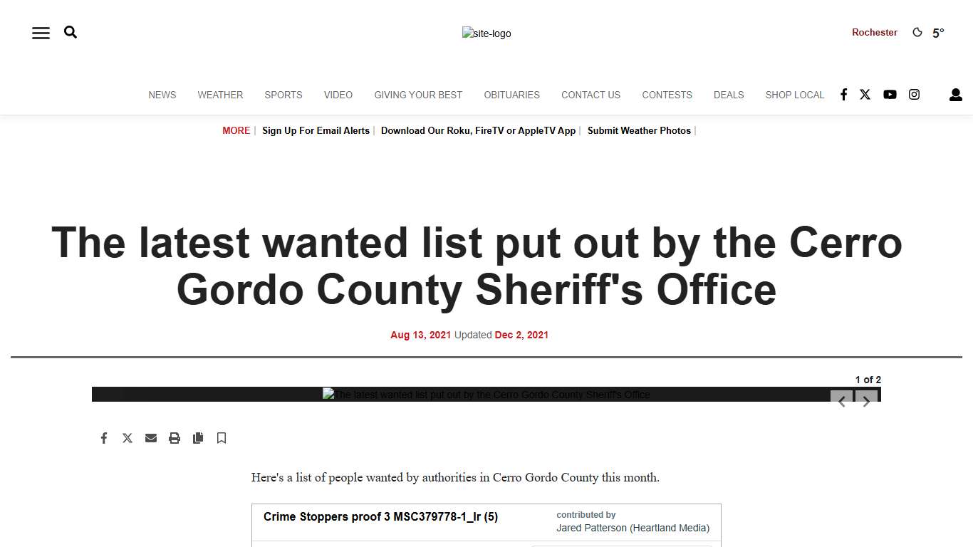 The latest wanted list put out by the Cerro Gordo County Sheriff's Office Cerro Gordo County kimt.com